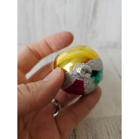Vintage stripes mini indent ball glitter ornament mercury glass glitter reflecto - Picture 12 of 12